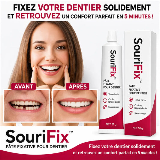 SouriFix™ Pâte Fixative pour Dentier | Fixez votre dentier solidement et retrouvez un confort parfait en 5 minutes !