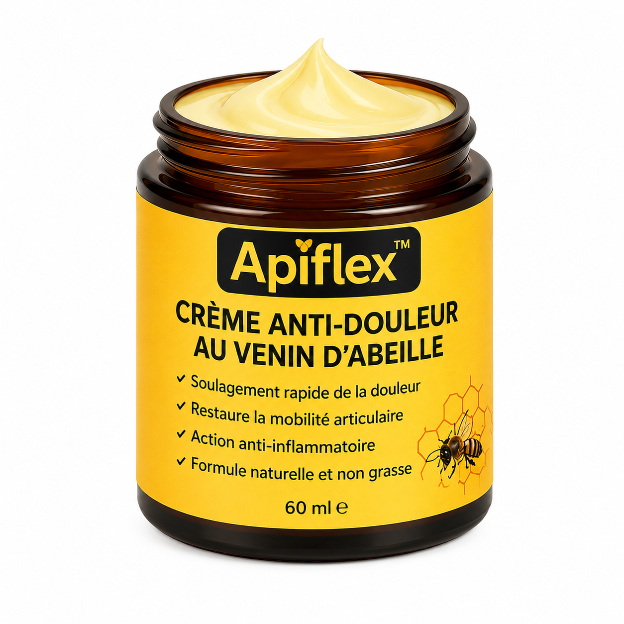 Apiflex™ Crème Anti-Douleur au Venin d’Abeille | Supprimez vos douleurs articulaires en quelques minutes !