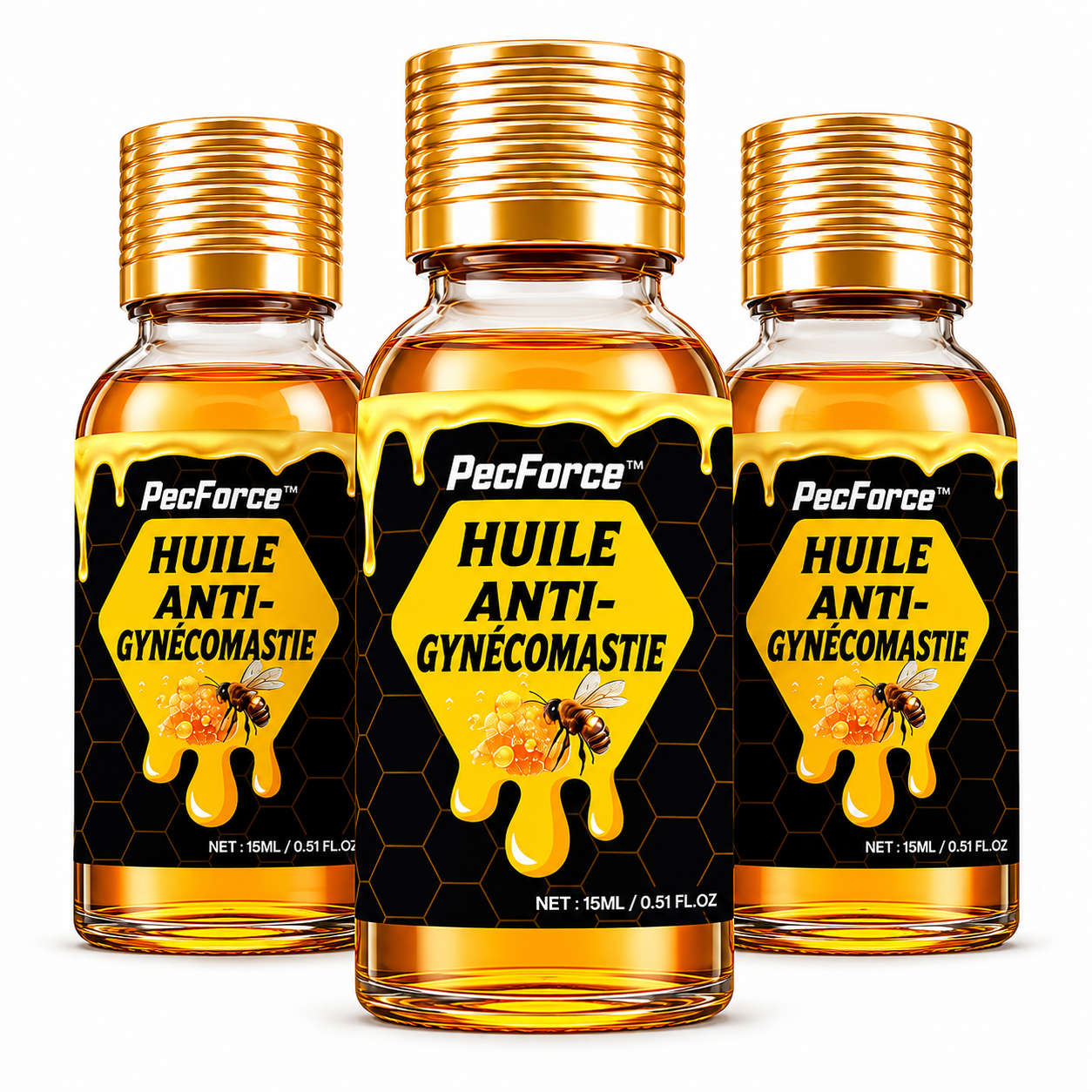 PecForce™ Huile Anti-Gynécomastie | Éliminez la graisse et retrouvez un torse plat en 10 minutes !