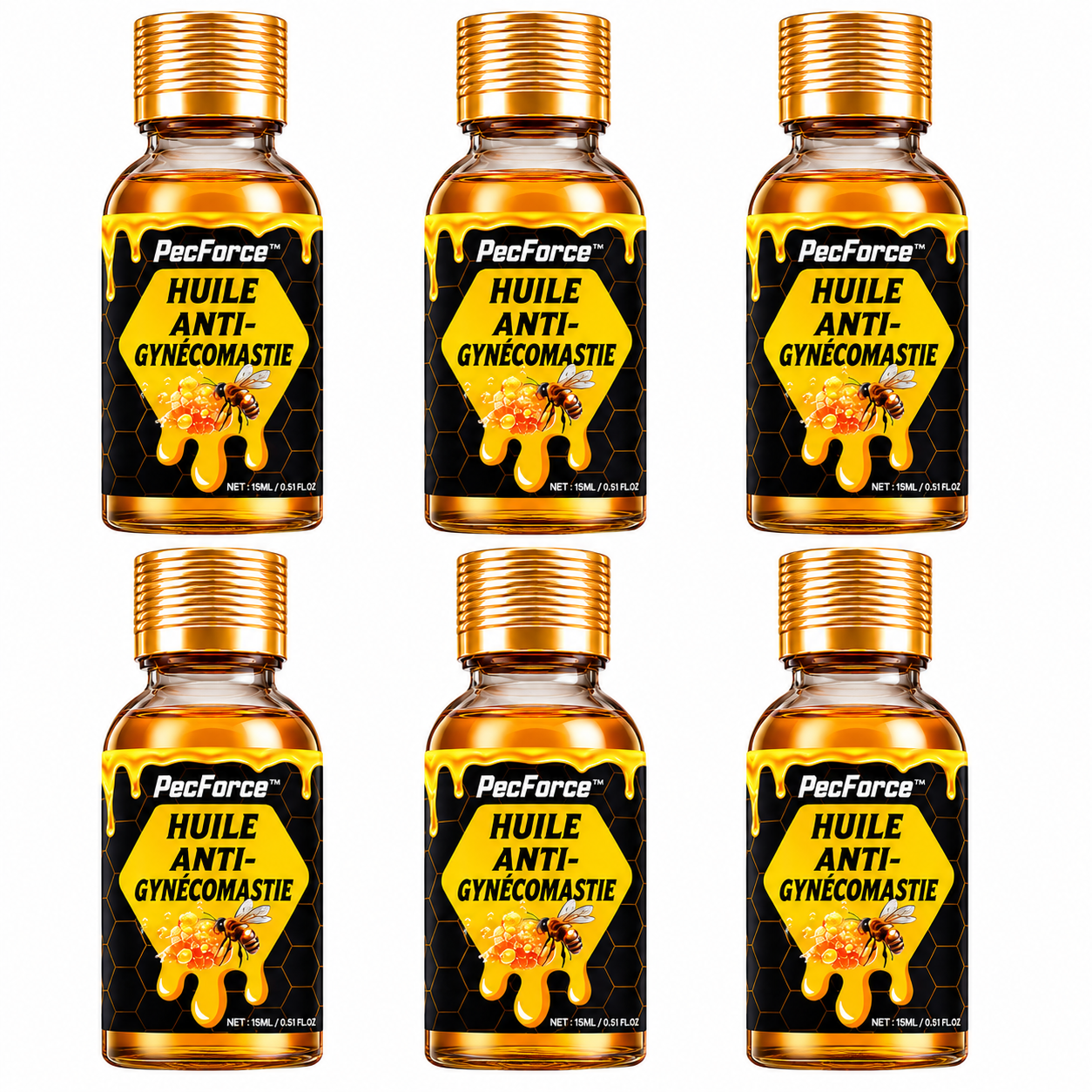 PecForce™ Huile Anti-Gynécomastie | Éliminez la graisse et retrouvez un torse plat en 10 minutes !