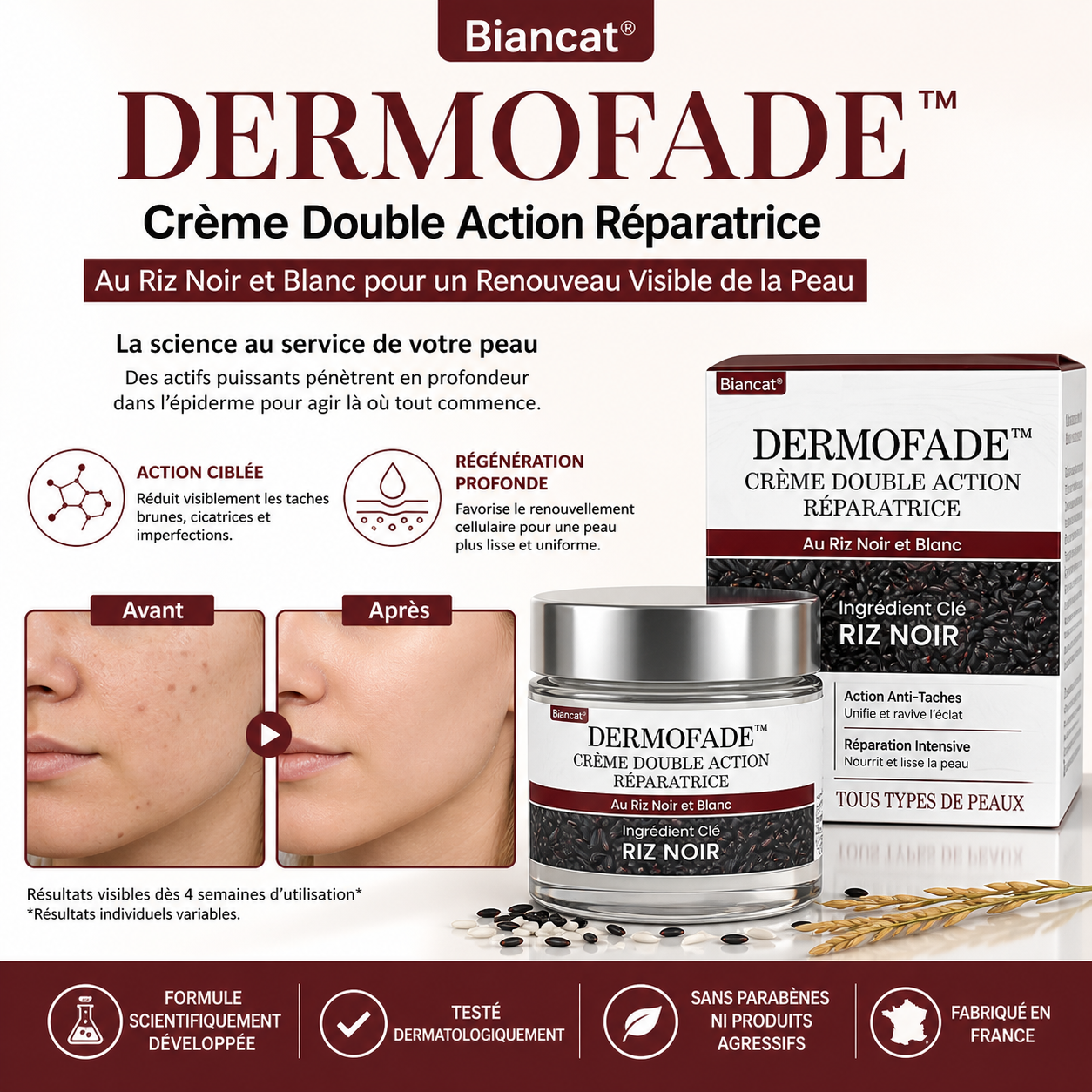 DermoFade™ Crème Correctrice Double Action | Faites disparaître vos imperfections cutanées en seulement 7 jours !