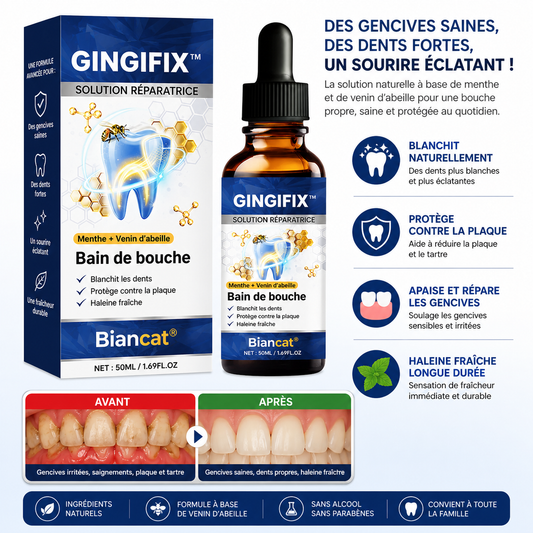 GingiFix™ Solution de Réparation Buccale | Stoppez les saignements et réparez vos gencives en 48 heures chrono !