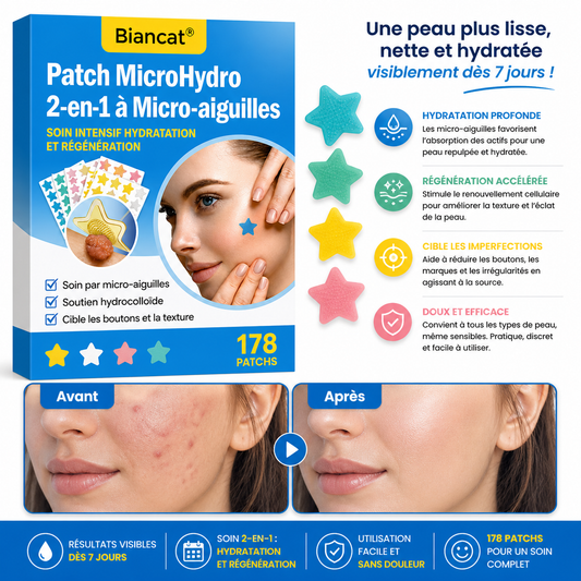 HydroFill™ Patch Micro-Aiguilles 2-en-1 | Effacez vos rides et repulpez votre peau en une seule nuit !