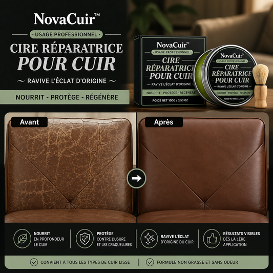 NovaCuir™ Baume Rénovateur Universel | Remettez à neuf tous vos cuirs usés ou craquelés en 15 minutes chrono !