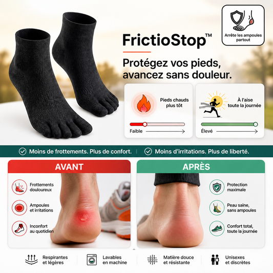 FrictioStop™ Chaussettes à Orteils Anti-Frottement | Courez des heures sans aucune ampoule ni échauffement dès votre première sortie !