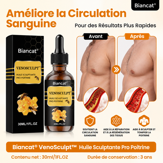VenoSculpt™ Huile Pectorale au Venin d'Abeille | Détruit la graisse et sculpte vos pectoraux en 7 jours chrono !
