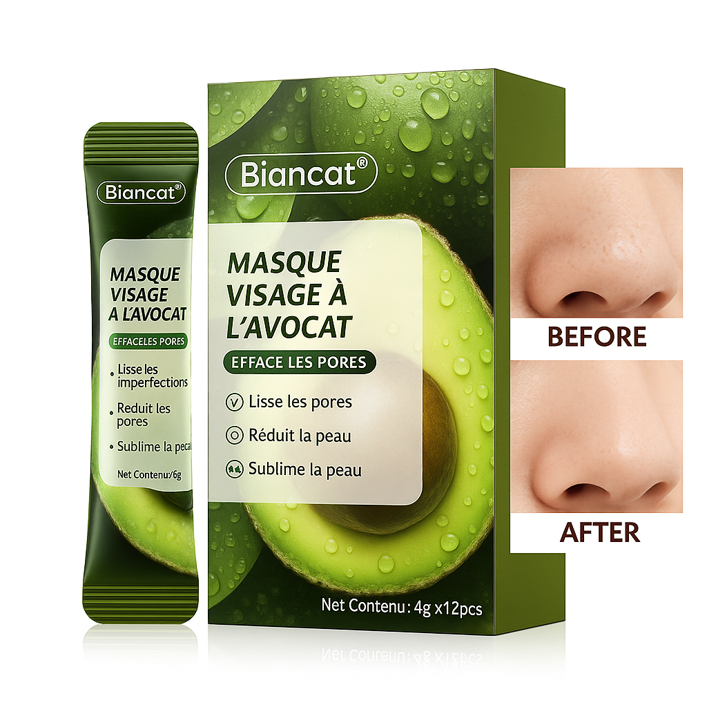 Biancat™ Masque Visage à l'Avocat | Efface les pores, lisse les imperfections et sublime votre peau en un instant !