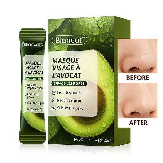 Biancat™ Masque Visage à l'Avocat | Efface les pores, lisse les imperfections et sublime votre peau en un instant !