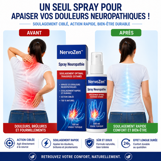 NervoZen™ Spray Neuropathie | Stoppez picotements et engourdissements dès la première application !