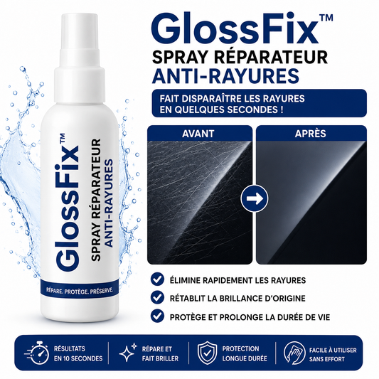 GlossFix™ Spray Réparateur Anti-Rayures | Efface les éraflures en 10 secondes, sans repeindre !