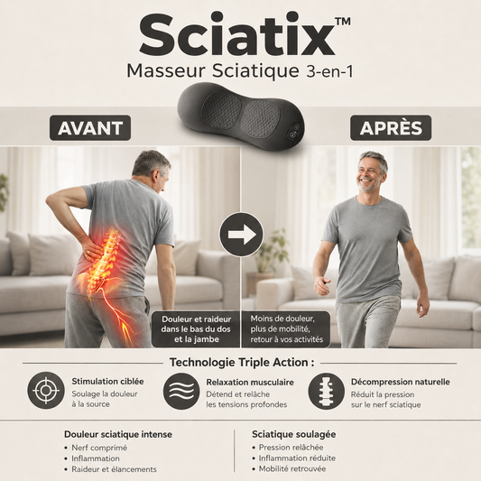 Sciatix™ Masseur Sciatique 3-en-1 | Stoppez la sciatique et libérez votre dos en 5 minutes par jour !