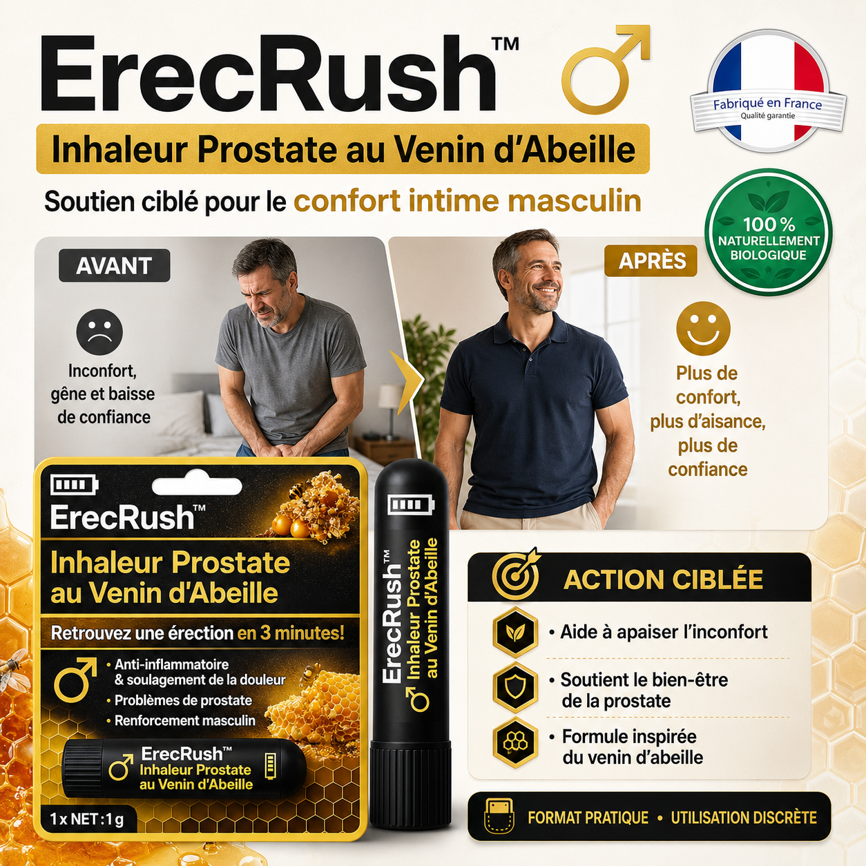 ErecRush™ Inhaleur Prostate au Venin d'Abeille | Retrouvez une érection en 3 minutes!