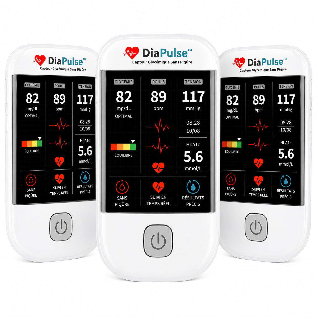 DiaPulse™ Capteur Glycémique Sans Piqûre | Obtenez une mesure glycémique fiable en 5 secondes sans piqûre !