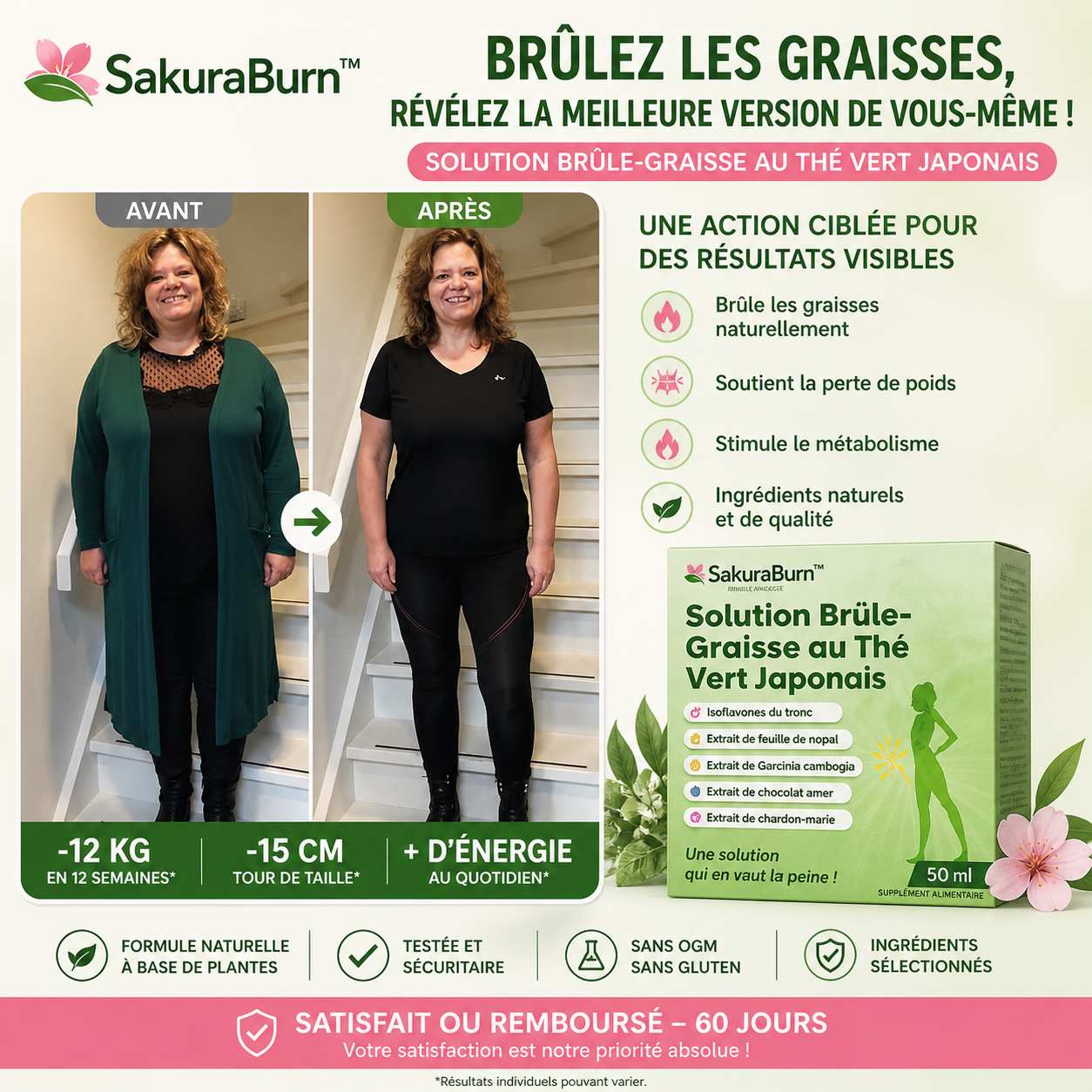 SakuraBurn™ Solution Brûle-Graisse au Thé Vert Japonais | Dissout 5 kg de graisse abdominale en 7 jours — sans régime ni sport!