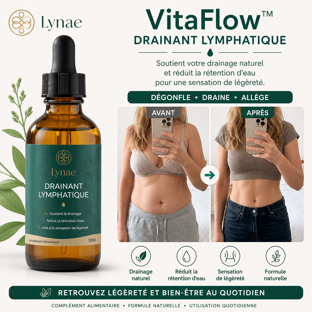 VitaFlow™ Gouttes de Drainage | Purifiez votre corps et effacez la cellulite en moins de 48 heures !