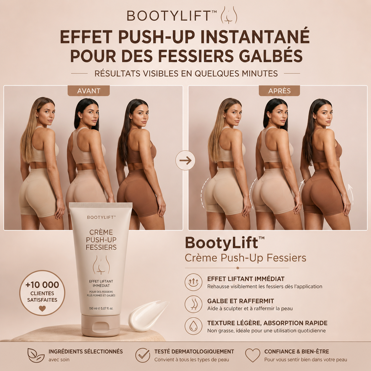 BootyLift™ Crème Push-Up Fessiers | Obtenez un fessier bombé, ferme et rehaussé en seulement 21 jours chrono !