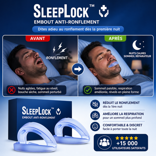 SleepLock™ Embout Anti-Ronflement | Stoppe les ronflements dès la première nuit – validé par des spécialistes du sommeil !