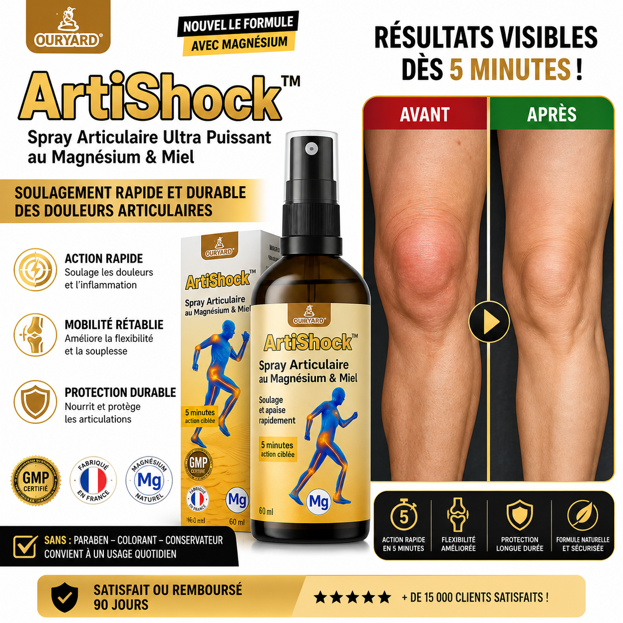ArtiShock™ Spray Articulaire au Magnésium & Miel | Répare vos articulations douloureuses en 10 minutes!