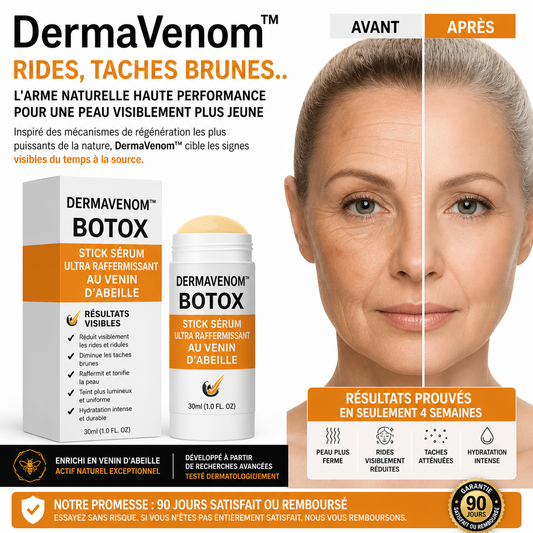 DermaVenom™ Stick Sérum Ultra-Raffermissant au Venin d'Abeille | Efface les rides en 5 minutes!