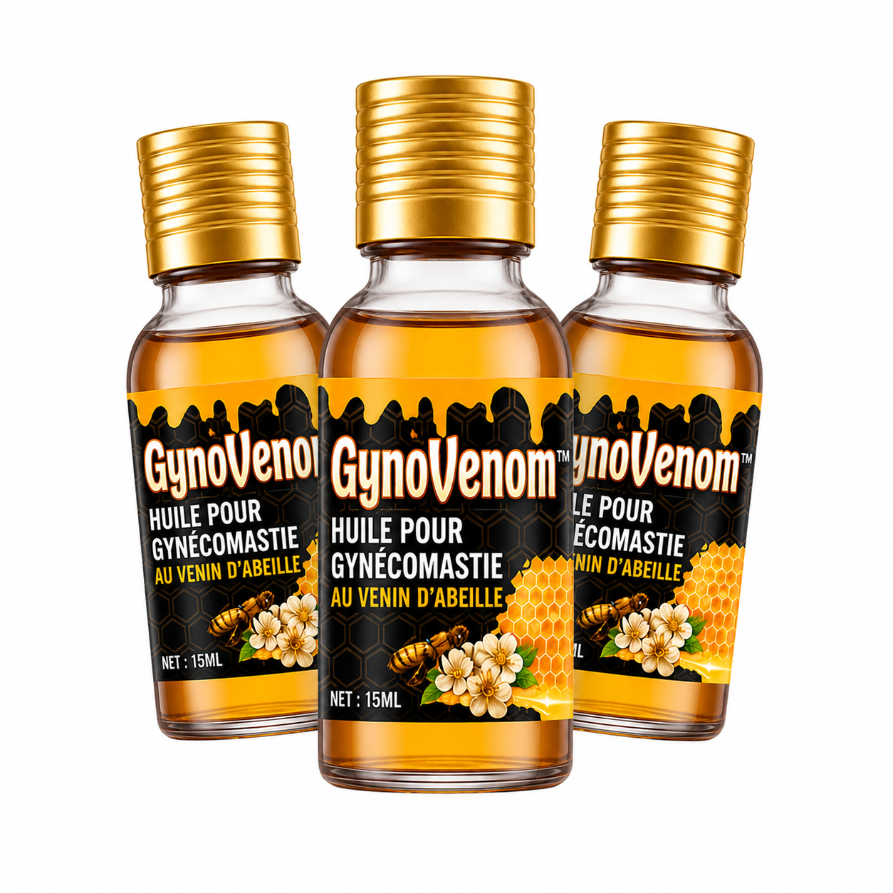 GynoVenom™ Huile pour gynécomastie au venin d'abeille | Élimine la graisse en 10 minutes!