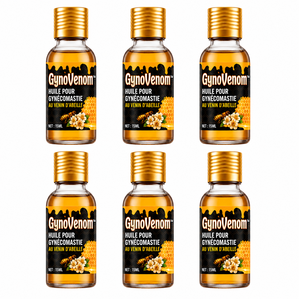 GynoVenom™ Huile pour gynécomastie au venin d'abeille | Élimine la graisse en 10 minutes!