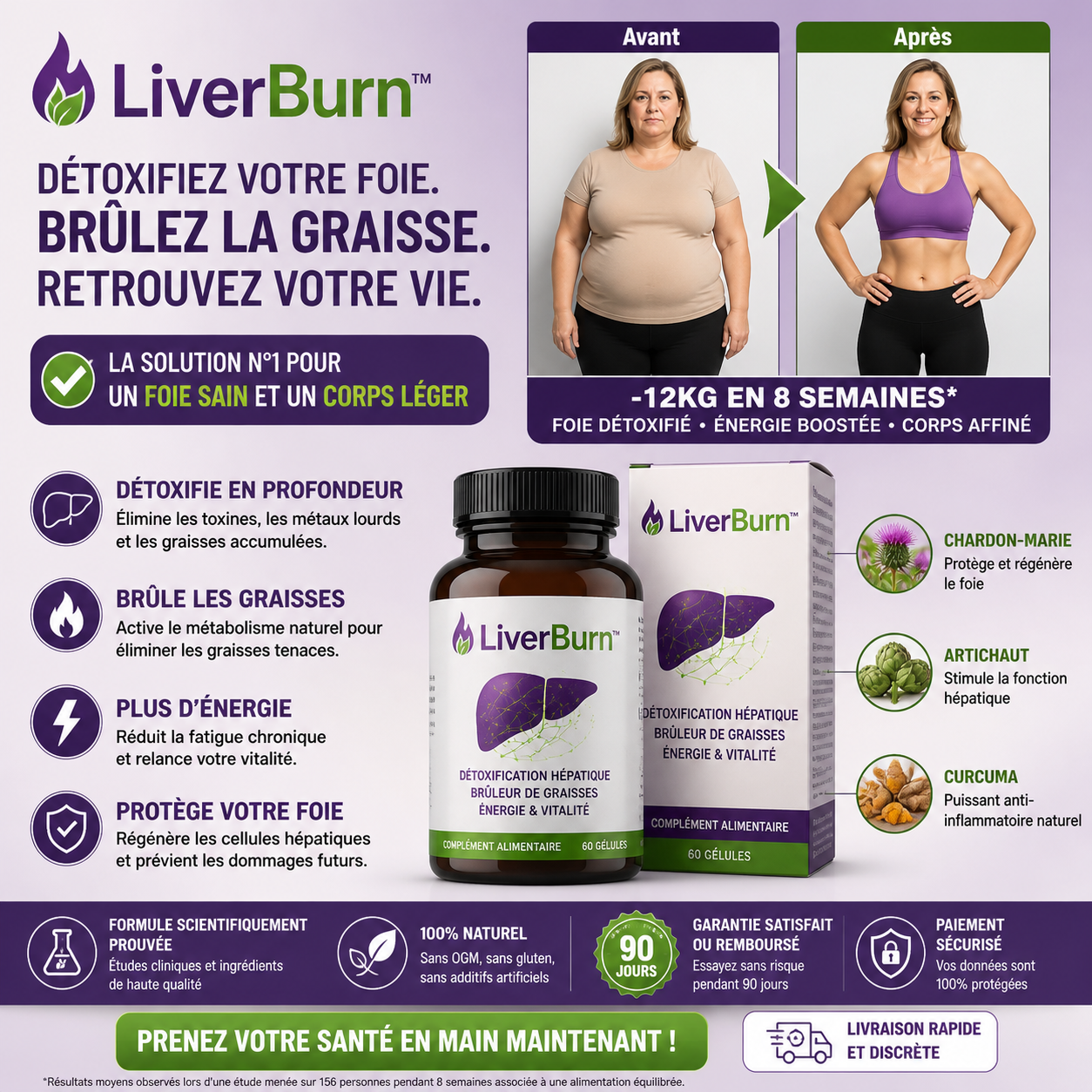 LiverBurn™ Gouttes Détox au Chardon-Marie Concentré | Nettoyez votre foie et perdez 5 kg en 7 jours!