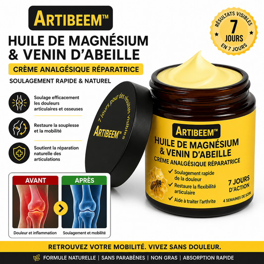 Artibeem™ Crème Anti-douleur au Magnésium et au Venin d'Abeille | Supprime vos douleurs articulaires en un instant!