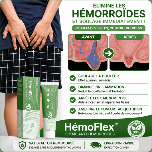 HémoFlex™ Crème Anti-Hémorroïdes | Traite 99% des hémorroïdes dès la première application !