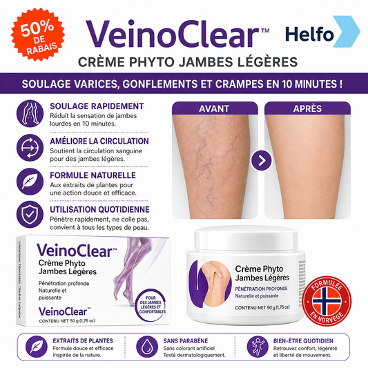 VeinoClear™ Crème Phyto Jambes Légères | Soulage varices, gonflements et crampes en 10 minutes!