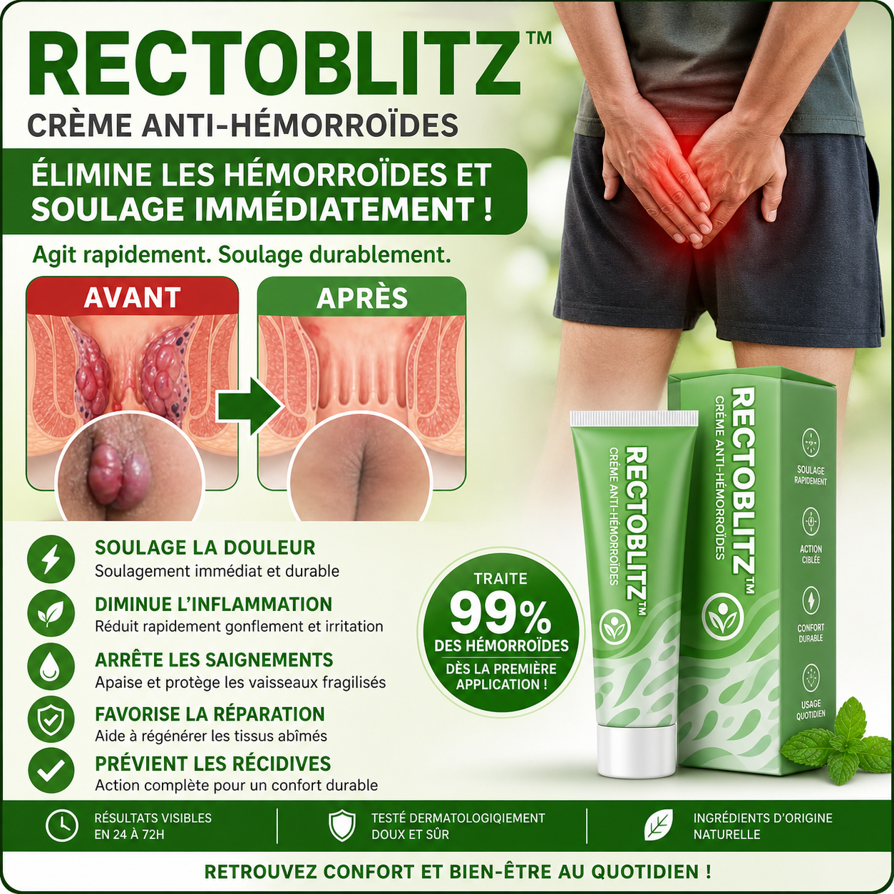 RectoBlitz™ Crème Anti-Hémorroïdes | Traite 99% des hémorroïdes dès la première application !