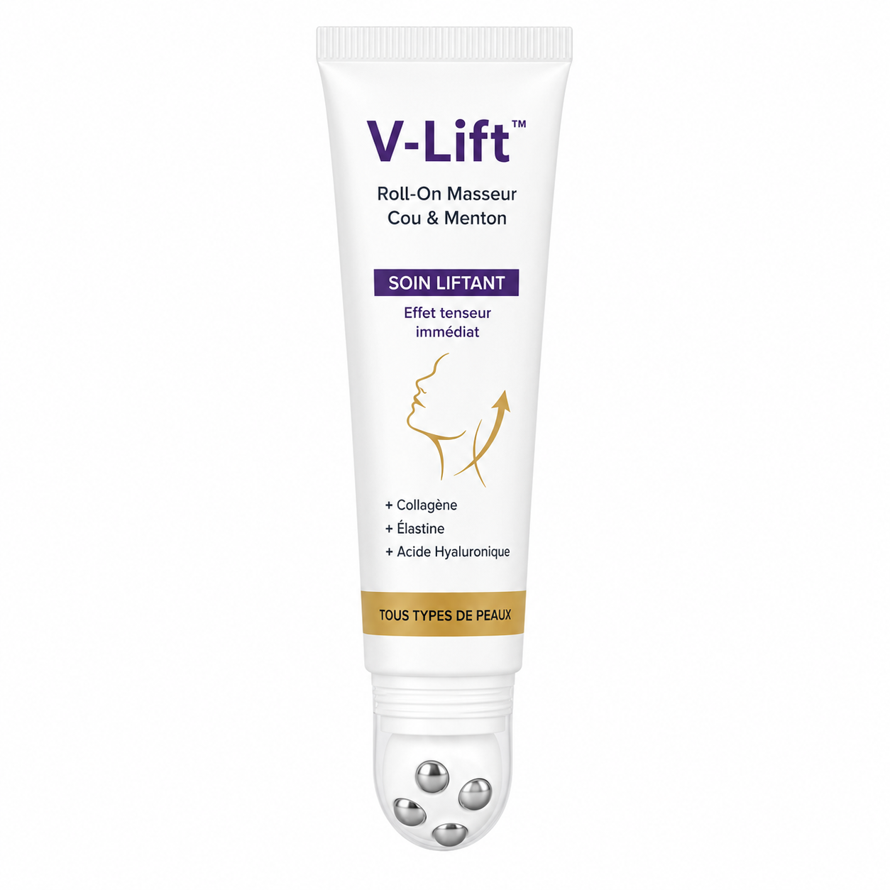 V-Lift™ Roll-On Masseur Cou & Menton | Liftez votre peau et effacez votre double menton en 7 jours !