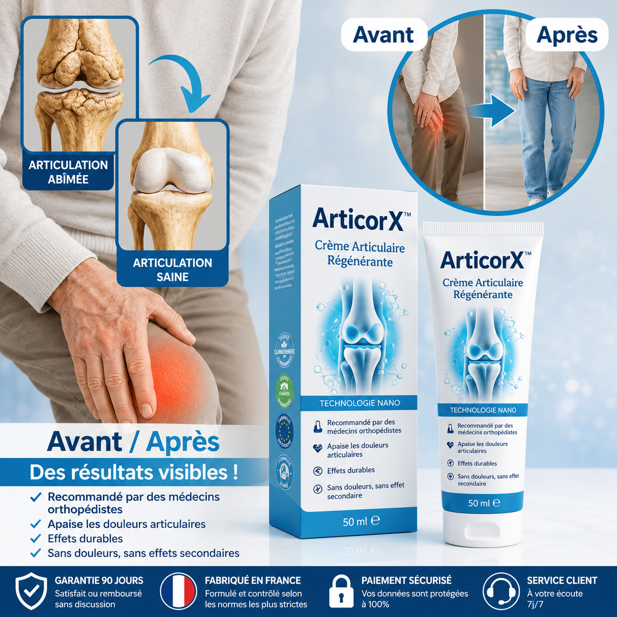 ArticorX™ Crème Articulaire Régénérante | Éliminez vos douleurs articulaires de 97 % en seulement 4 jours !