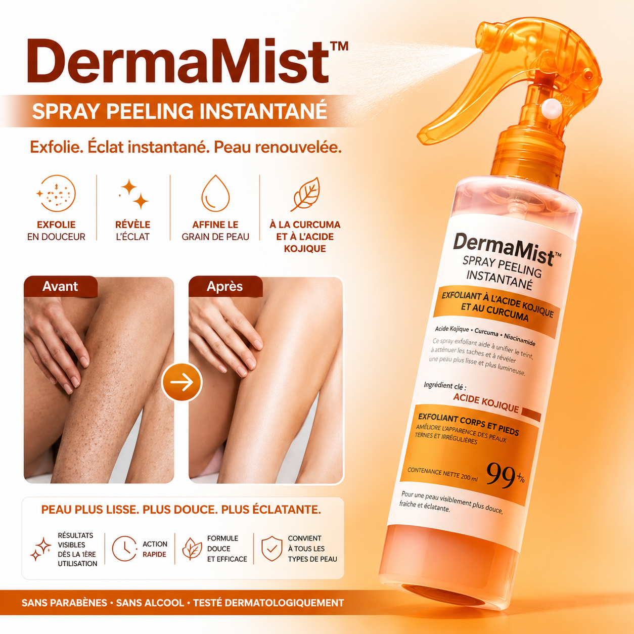 DermaMist™ Spray Peeling Instantané | Éliminez vos peaux mortes et impuretés en 30 secondes !