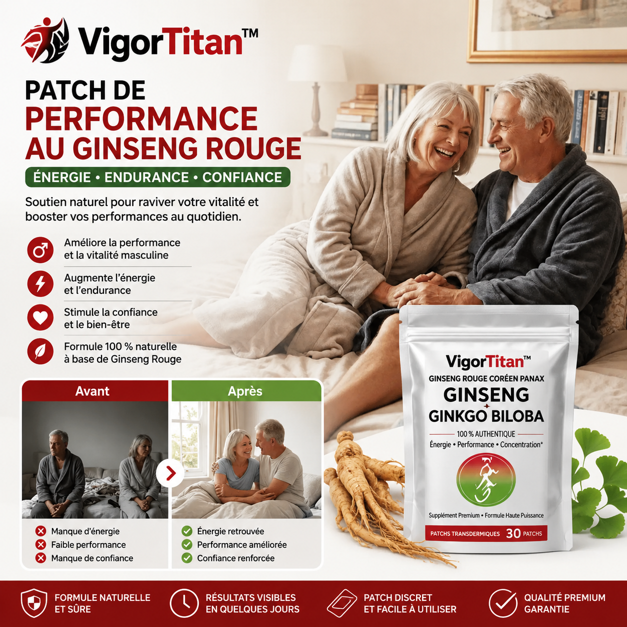 VigorTitan™ Patch de Performance au Ginseng Rouge | Retrouvez une érection deux fois plus ferme en 5 minutes chrono !