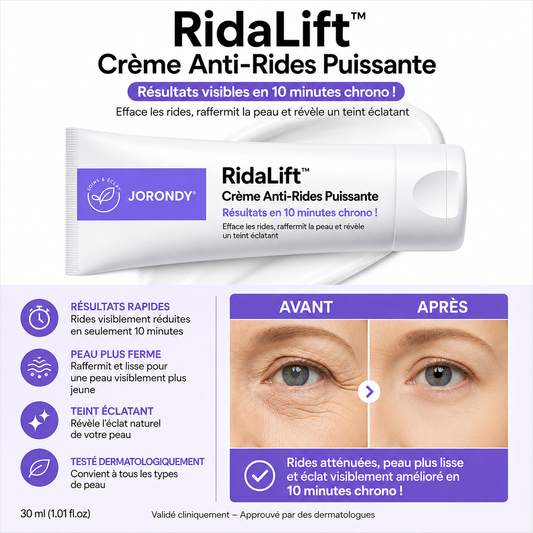RidaLift™ Crème Anti-Rides Puissante | Efface les rides, retend la peau et révèle un teint éclatant en 10 minutes chrono!