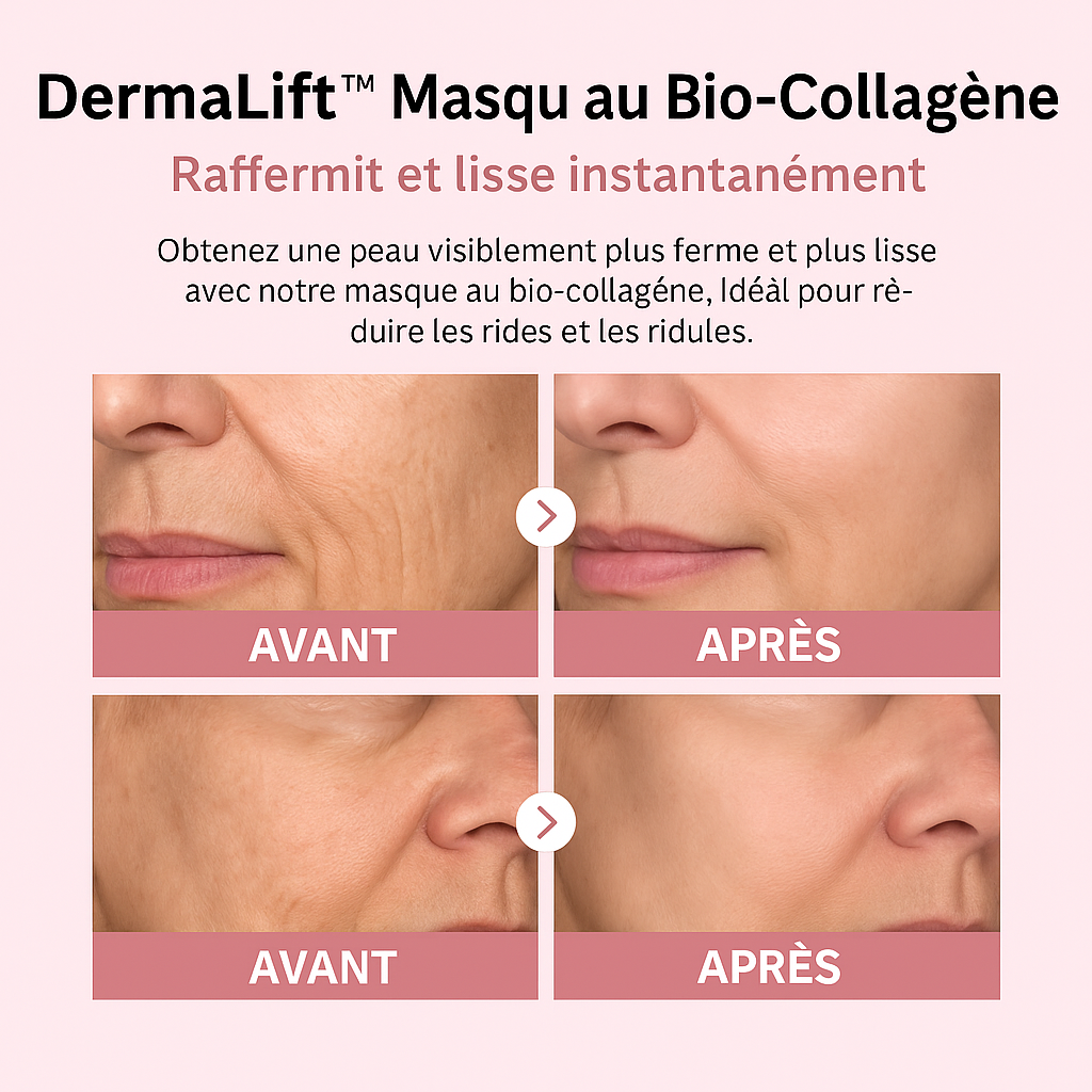 DermaLift™ Masque au Bio-Collagène | Lisse rides et ridules pour une peau ferme et éclatante dès la 1ʳᵉ application !