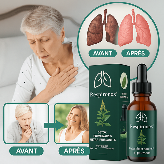 Respironox™ Gouttes Détox Pulmonaires Ultra-Puissantes | Nettoyez 97 % de vos poumons en 48 heures !