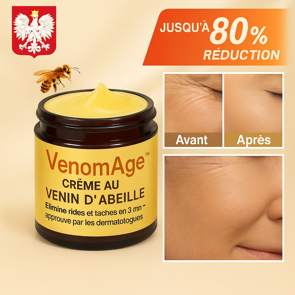VenomAge™ Crème au Venin d’Abeille | Élimine rides et taches en 3 minutes – approuvé par les dermatologues!