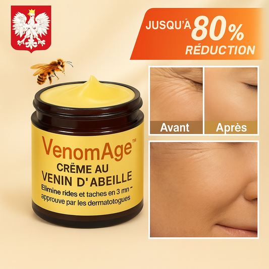 VenomAge™ Crème au Venin d’Abeille | Élimine rides et taches en 3 minutes – approuvé par les dermatologues!