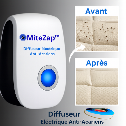 MiteZap™ Diffuseur Électrique Anti-Acariens | Élimine 100 % des acariens de votre chambre en 24h, sans produit chimique!