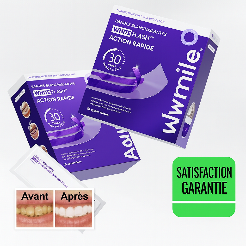 WhiteFlash™ Bandes Blanchissantes à Action Rapide | Gagnez 3 teintes de blancheur en 15 minutes!