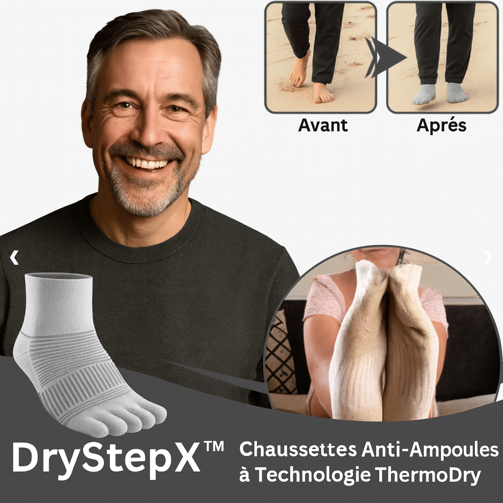 DryStepX™ Chaussettes Anti-Ampoules à Technologie ThermoDry | Marchez 12h sans douleur ni transpiration!