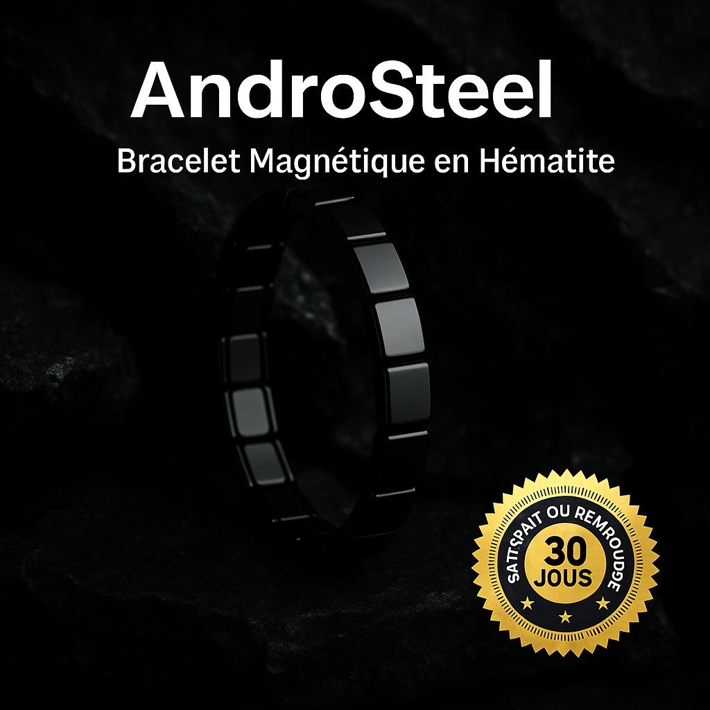 AndroSteel™ Bracelet Magnétique en Hématite | Boost ton taux de testostérone de +92 % en 7 jours seulement!