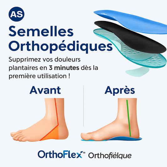 OrthoFlex™ Semelles Orthopédiques | Supprimez vos douleurs plantaires en 3 minutes dès la première utilisation!
