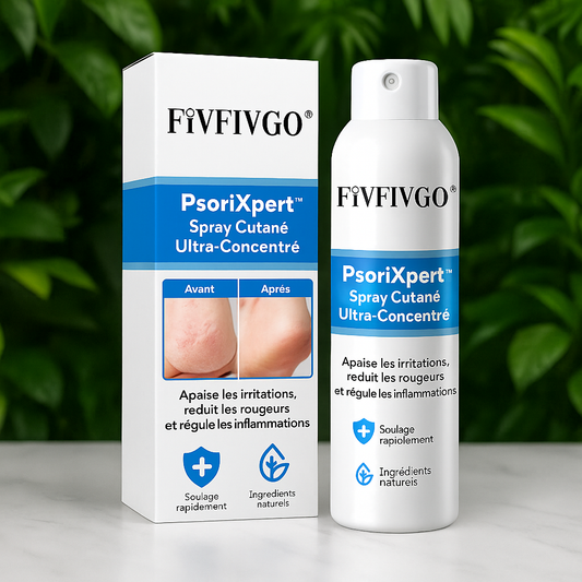 PsoriXpert™ Spray Cutané Ultra-Concentré | Éliminez les plaques de psoriasis en 3 minutes chrono!