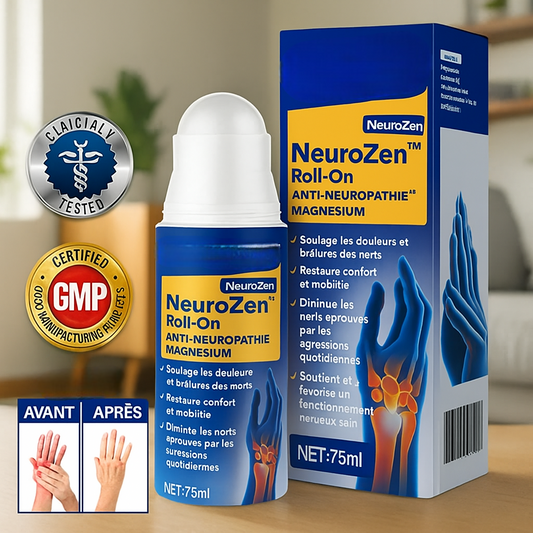 NeuroZen™ Roll-On Anti-Neuropathie au Magnésium | Éteignez les brûlures nerveuses en 3 minutes – même après 10 ans de souffrance!