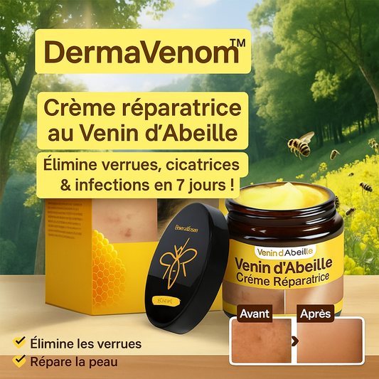 DermaVenom™ Crème Réparatrice au Venin d’Abeille | Élimine verrues, cicatrices & infections en 7 jours!