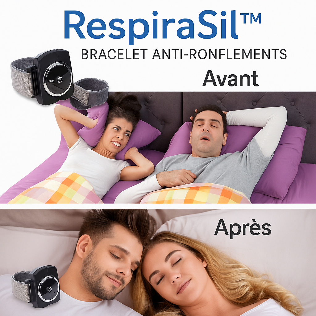 RespiraSil™ Bracelet Anti-Ronflements | Stoppe 97 % des ronflements en 24h – sans CPAP ni chirurgie!