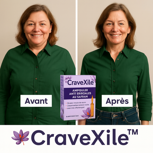 CraveXile™ Ampoules Anti‑Fringales au Safran | Supprime 92 % des envies de grignotage en 4 jours et active la fonte des graisses sans effort!