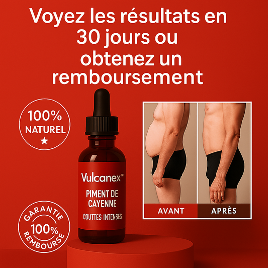 Vulcanex™ Gouttes Intenses au Piment de Cayenne | Retrouvez une érection en 3 minutes!